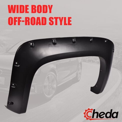 تغطية العجلة المرفقة من Cheda Fender Fender Flares ، متوافقة مع 2007-2013 Chevy Silverado 1500/2007-2014 Chevy Silverado 2500HD 3500HD Fleetside New Body Body 78 "/97.6" سرير طويل لا يناسب GMC Sierra in Kuwait
