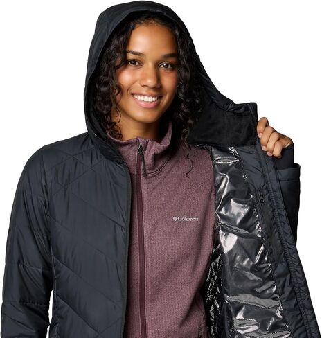 Columbia Women's Heavenly Long Hooded Jacket, Dark Coral, Medium in Saudi Arabia