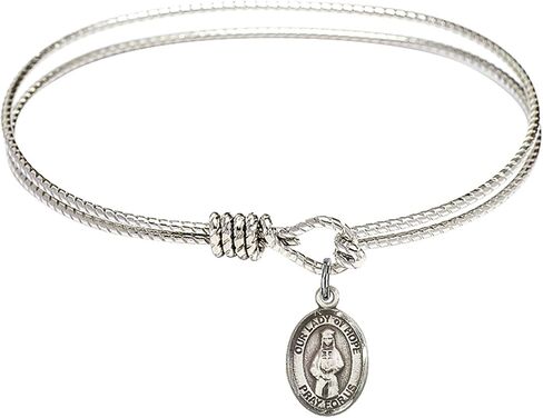 Oval Eye Hook Bangle Bracelet w/Our Lady of Hope in Sterling Silver in Kuwait
