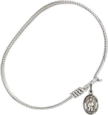 Oval Eye Hook Bangle Bracelet w/Our Lady of Hope in Sterling Silver in Kuwait
