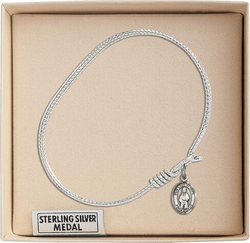 Oval Eye Hook Bangle Bracelet w/Our Lady of Hope in Sterling Silver in Kuwait