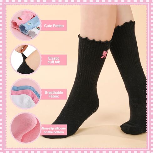 Jspupifip 4 Pairs Women Non-Slip Yoga Socks Cute Ruffle Grippy Socks for Pilates Barre Ballet Fitness Workout in Saudi Arabia