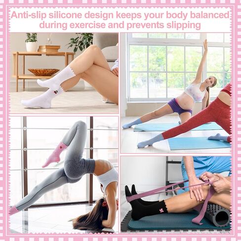 Jspupifip 4 Pairs Women Non-Slip Yoga Socks Cute Ruffle Grippy Socks for Pilates Barre Ballet Fitness Workout in Saudi Arabia