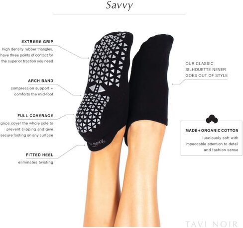 جوارب TAVI Savvy Pilates - جوارب بمقبض للنساء مع مقابض مضادة للانزلاق، عروة للكعب، دعم للقوس، ملابس لليوجا، باري in Kuwait