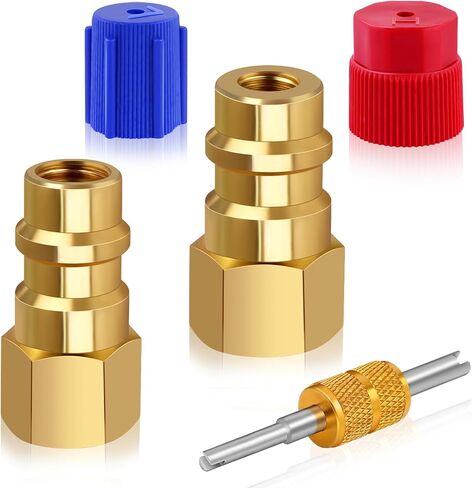 R12 to R134a Conversion Kit, 1Pair R12 to R134a Retrofit Adapters, R12 to R134A AC Retrofit Fitting Kit, R12 to R134a Convert Adapter, for Converting R12 R22 Service Port to R134a Service Port in Saudi Arabia