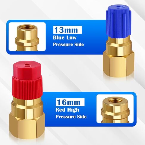 R12 to R134a Conversion Kit, 1Pair R12 to R134a Retrofit Adapters, R12 to R134A AC Retrofit Fitting Kit, R12 to R134a Convert Adapter, for Converting R12 R22 Service Port to R134a Service Port in Saudi Arabia