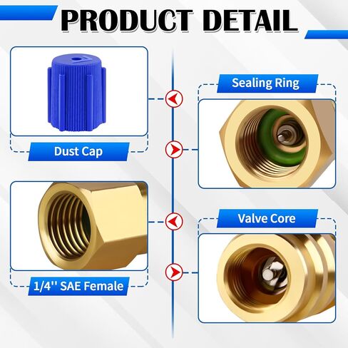 R12 to R134a Conversion Kit, 1Pair R12 to R134a Retrofit Adapters, R12 to R134A AC Retrofit Fitting Kit, R12 to R134a Convert Adapter, for Converting R12 R22 Service Port to R134a Service Port in Saudi Arabia