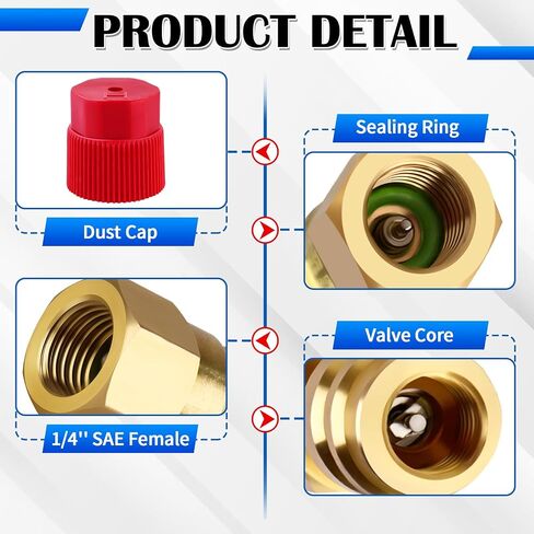 R12 to R134a Conversion Kit, 1Pair R12 to R134a Retrofit Adapters, R12 to R134A AC Retrofit Fitting Kit, R12 to R134a Convert Adapter, for Converting R12 R22 Service Port to R134a Service Port in Saudi Arabia