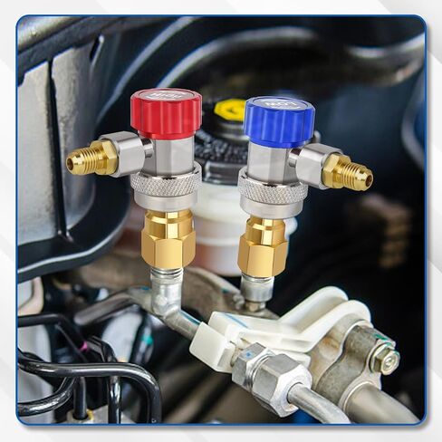 R12 to R134a Conversion Kit, 1Pair R12 to R134a Retrofit Adapters, R12 to R134A AC Retrofit Fitting Kit, R12 to R134a Convert Adapter, for Converting R12 R22 Service Port to R134a Service Port in Saudi Arabia