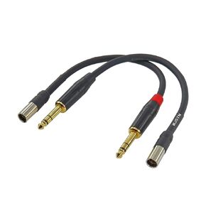 Mini XLR Cable, 1/4" TRS Plug to 3-pin Mini XLR Male Headphones Audio Cable 6.35mm TRS to Mini 3-pin XLR Adapter 8in 2-Pack