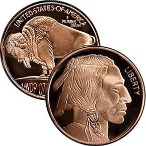 Private Mint Currency Design 1 oz .999 Pure Copper Medallion (Buffalo Nickel Design #3)