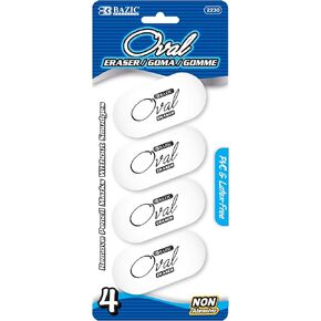 BAZIC White Oval Eraser (4/Pack)
