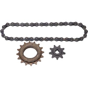 VBESTLIFE Single Speed Freewheel&Chain Lit, 16 Tooth Freewheel 9 Tooth Sprocke 38 Section Chain for Mountain Bike