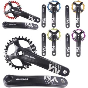 BUCKLOS 104 BCD 30T Mountain Bike Single Speed Crankset，170mm Square Taper Crankset with Narrow Wide Teeth Round Chainring（Six Color）,Bicycle Crank Arm Set