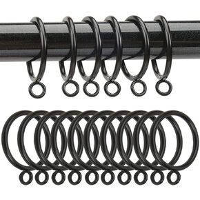 Yinpecly 30 PCS Black Curtain Rings 1.5 Inch Inner Diameter Metal Drapery Curtain Rings Eyelets Rings, Curtain Rod Rings Fits Up to 1 1/4-Inch Rod