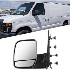 Driver Side Mirror Assembly Fits for 2003-2013 for Ford E-150 E-250 E-350 Super Duty E-450 Manual Folding,Non-heated Manual Textured Black