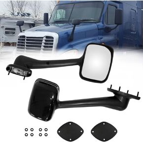 Aostirmotor 2PCS Hood Mirror Fit for Freightliner Cascadia（2008-2016）,Pair Hood Mirrors Kit Trucks Driver Left and Passenger Side Pair (Chrome Cover)