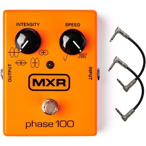 MXR M107 Phase 100 Guitar Phaser Effects Pedal Bundle with 2 Patch Cables