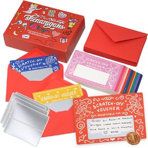 24 Love Coupons for Him - DIY Scratch Off Date Night Ideas With Stickers And Envelopes - Valentine's Day Gift - Romantic Gifts - 3.15x4.72 Inch Mini Date Night Shenanigans Voucher Cards