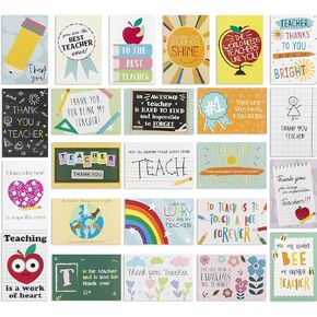 24 Pack Teacher Thank You Cards - Cute & Unique Greeting Cards in 24 Adorable Themes, 4 x 6 Inches