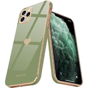 Teageo for iPhone 11 Pro Max Case for Girl Women Cute Love-Heart Luxury Bling Plating Soft Back Cover Raised Full Camera Protection Bumper Silicone Shockproof Phone Case for iPhone 11 Pro Max, Black