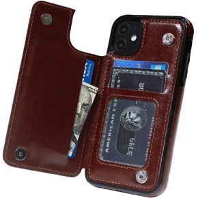 حافظة محفظة لهاتف iPhone 12 Mini مع غطاء حامل البطاقة للهاتف الخلوي ومحفظة جلدية واقية مقاس 5.4 بوصة ذهبي وردي