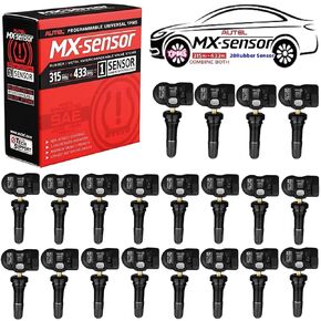 Autel MaxiTPMS MX Sensor 315/433MHz 20 PCS Pack Rubber Stem TPMS Sensors Universal Tire Sensor Programmed by TPMS Tool TS408 TS508 TS608 MX808TS MS906TS MK808TS ITS600 MS906Pro-TS with Battery Tester