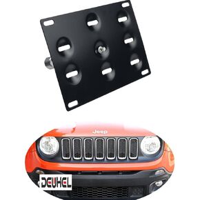 Dewhel Front License Plate Mount Bracket,Bolt-on No-Drill Tow Hole Bolt Adapter For 2015-up Jeep Renegade Latitude, Sport, Limited models (Except Trailhawk)