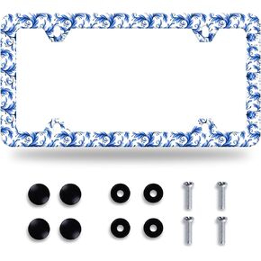 1 Pack Funny Game Console Gamer License Plate Frame Stainless Steel Metal Car License Plate Cover Accessory Rustproof Personalize Decor 12.3" X 6.3" with 4 Holes and Screw for Men Women Gifts