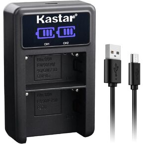 Kastar 4-Pack NP-F570 Battery and LED2 USB Charger Compatible with Elvid FieldVision 4KV2 7", Elvid FieldVision 10.1" LCD On-Camera Monitor, Elvid SkyVision 7" Wireless Aerial Imaging Monitor