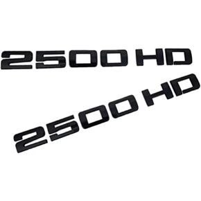 2 pcs 2500 hd Emblem Decal Sticker Modified Car Hood Door Side Fender Trunk Self-Adhesive Logo Nameplate Rear Badge Logo (Black)