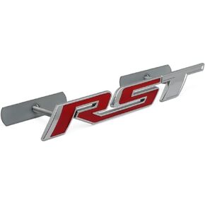 1Pc Front Grille RST Logo Emblems Car Truck Badges Stickers Replacement for 2019 2020 2021 Silverado 1500 Tahoe Yukon SUV 4x4 (Silver Red)