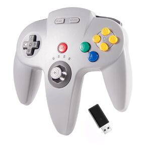 N64 Wireless USB Controller for Switch, 2.4ghz Rechargeable N64 Remote Switch Game Joystick Controller for Windows PC/Mac/Raspberry Pi (Gray)