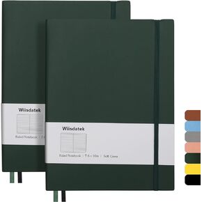 B5 College Ruled Notebooks - 2 Pack B5 Large Journal Notebooks with 376 Numbered Pages,100gsm Thick Lined Paper,Soft PU Leather Cover,7.6 X 10 inch(BLUE)