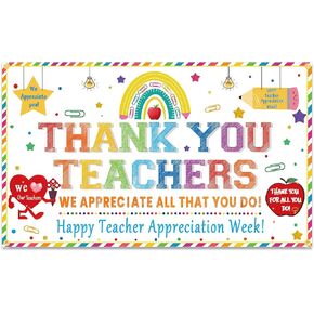 Colorful Thank You Teachers Backdrop Banner 73 x 43 Inch Happy Teachers Appreciation Week Party Background Banner Thank You Teachers Party Decorations Teachers Day Party Supplies in Saudi Arabia