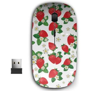 ماوس USB لاسلكي محمول مريح 2.4 جيجا للكمبيوتر الشخصي والكمبيوتر المحمول والكمبيوتر المحمول مع جهاز استقبال نانو (فراولة)