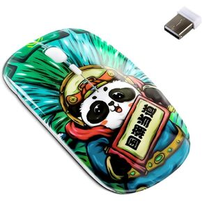 3C Light Cute Panda Shape USB Wired Mouse Novelty Portable Computer Mouse Animal Small Optical Mice Desktop Mouse 1600 DPI 3 Buttons for Women Kids Girls (Green)