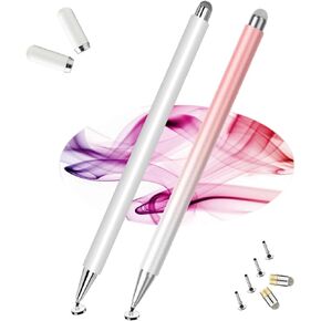 Stylus Pens for Touch Screens, 2 in 1 Magnetic High Sensitivity Capacitive Pen with Built-in Spare Precise Disc Nib, Compatible with iPhone/iPad/Android Phone/Tablet and All Touch Screens (2Pcs)