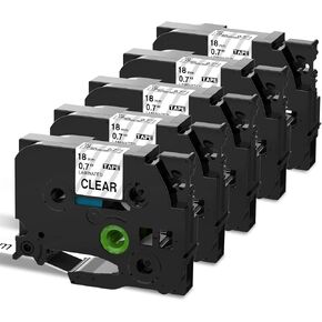 Fimax 5-Pack 18mm Label Tape Tz Tape 18mm 0.7 بوصة مغلفة شفافة TZe-141 TZ-141 متوافقة مع شريط Brother Ptouch TZe لصانع الملصقات Ptouch PTD600 PTD400AD PT1880، 3/4 بوصة × 26.2 قدم in Kuwait