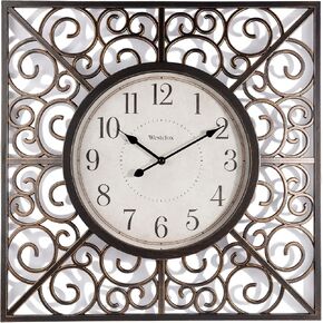 Westclox 20" Stylish Scrolling Detail, Black & Gold Wall Clock - Model# 33163 in Saudi Arabia