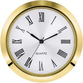 Hicarer 2-1/8 Inch (55 mm) Quartz Clock Fit-up/Insert, Fit Diameter 1.97 Inch (50 mm) Hole, Zinc-Alloy Metal Case, Roman Numeral (Gold)