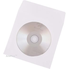 2000 Economy Grade White Paper Sleeves 80g Light Weight for CD/DVDs - Envelopes with Clear Window and Flap in Bulk Packaging