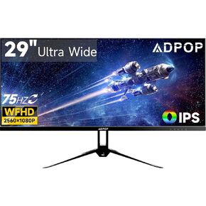 29" IPS Ultrawide Monitor, 2560*1080P 21:9 WFHD Display, 75Hz 99% sRGB DP HDMI Home Office Gaming Computer Monitor, HDR Low Blue Light, Anti-Glare, Freesync, Built-in Speakers, VESA Compatible in Saudi Arabia