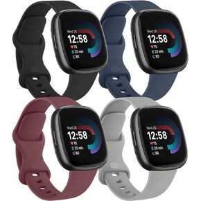 Bands Compatible With Fitbit Versa 4 / Fitbit Sense 2, Soft Silicone Sports Bands Replacement Straps Wristbands Accessories for Men Women