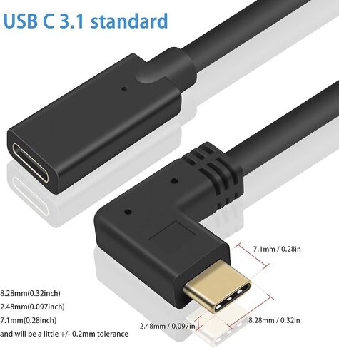 كابل الزاوية اليمنى Poyiccot USB C بقدرة 100 وات، كابل USB C قصير بسرعة 40 جيجابت في الثانية، كابل USB 4 بزاوية قائمة بطول 1.5 قدم لكابل Thunderbolt 4، كابل USB C قصير إلى USB C يدعم فيديو 8K@60 هرتز لجهاز MacBook Pro/Air in Saudi Arabia