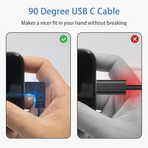 كابل الزاوية اليمنى Poyiccot USB C بقدرة 100 وات، كابل USB C قصير بسرعة 40 جيجابت في الثانية، كابل USB 4 بزاوية قائمة بطول 1.5 قدم لكابل Thunderbolt 4، كابل USB C قصير إلى USB C يدعم فيديو 8K@60 هرتز لجهاز MacBook Pro/Air in Saudi Arabia