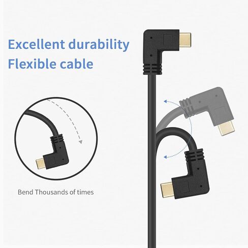 كابل الزاوية اليمنى Poyiccot USB C بقدرة 100 وات، كابل USB C قصير بسرعة 40 جيجابت في الثانية، كابل USB 4 بزاوية قائمة بطول 1.5 قدم لكابل Thunderbolt 4، كابل USB C قصير إلى USB C يدعم فيديو 8K@60 هرتز لجهاز MacBook Pro/Air in Saudi Arabia