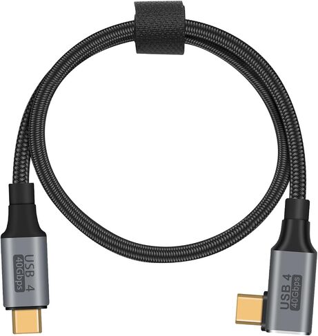 كابل الزاوية اليمنى Poyiccot USB C بقدرة 100 وات، كابل USB C قصير بسرعة 40 جيجابت في الثانية، كابل USB 4 بزاوية قائمة بطول 1.5 قدم لكابل Thunderbolt 4، كابل USB C قصير إلى USB C يدعم فيديو 8K@60 هرتز لجهاز MacBook Pro/Air in Saudi Arabia
