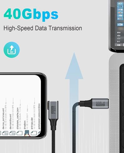 كابل الزاوية اليمنى Poyiccot USB C بقدرة 100 وات، كابل USB C قصير بسرعة 40 جيجابت في الثانية، كابل USB 4 بزاوية قائمة بطول 1.5 قدم لكابل Thunderbolt 4، كابل USB C قصير إلى USB C يدعم فيديو 8K@60 هرتز لجهاز MacBook Pro/Air in Saudi Arabia