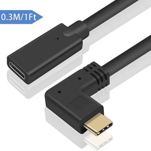كابل الزاوية اليمنى Poyiccot USB C بقدرة 100 وات، كابل USB C قصير بسرعة 40 جيجابت في الثانية، كابل USB 4 بزاوية قائمة بطول 1.5 قدم لكابل Thunderbolt 4، كابل USB C قصير إلى USB C يدعم فيديو 8K@60 هرتز لجهاز MacBook Pro/Air in Saudi Arabia